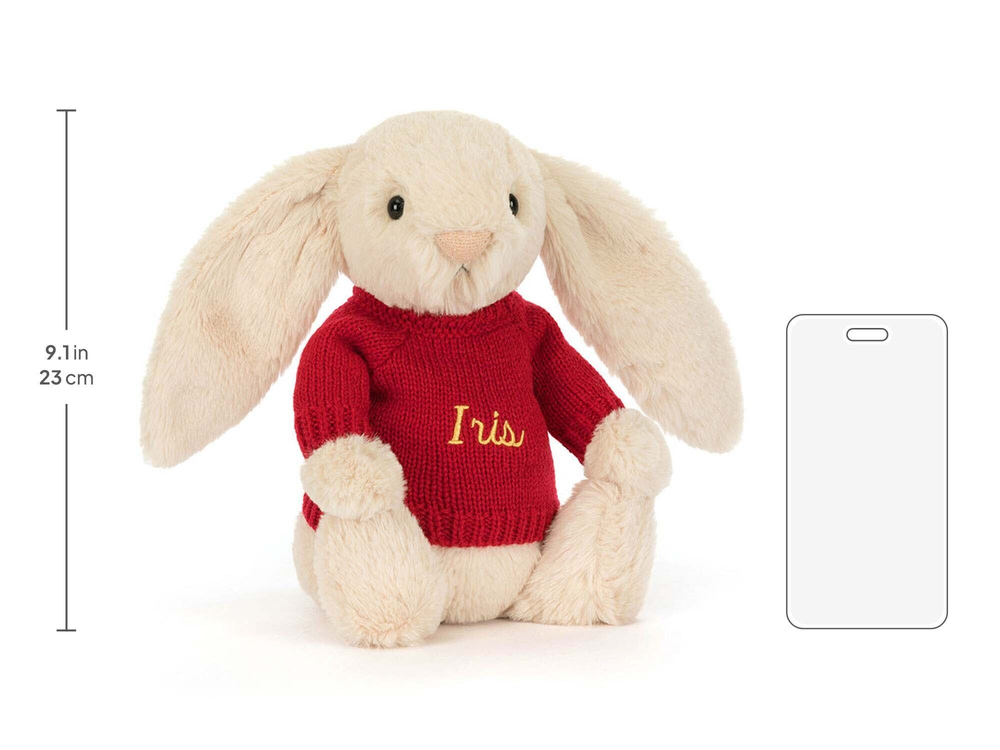 Bashful Luxe Bunny Willow with Personalised Red Jumper - Image 2