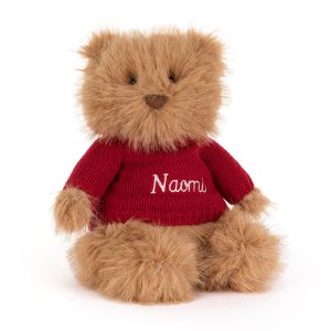 Bartholomew Bear Bouffant with Personalised Red Jumper