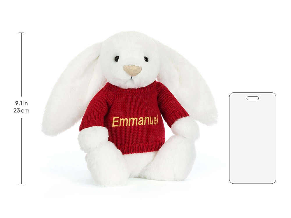 Bashful Luxe Bunny Luna with Personalised Red Jumper - Image 2