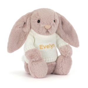 Bashful Luxe Bunny Rosa with Personalised Cream Jumper